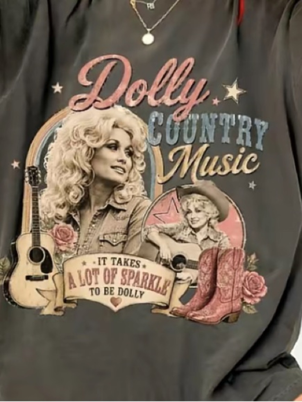 Dolly Parton Country Music Graphic Tee - Charcoal - Picture 2 of 2